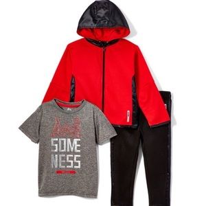 NWT RBX Boys Collegiate Red Fleece set Hoodie, Tee & Pants Baby Boy’s Size 12m